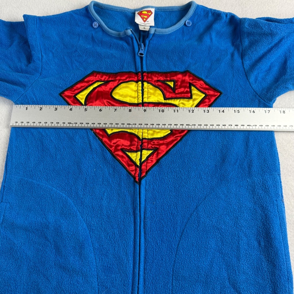 Superman Kids Fleece Union Suit One Piece Pajamas Detachable Feet Blue Red S - Picture 4 of 10